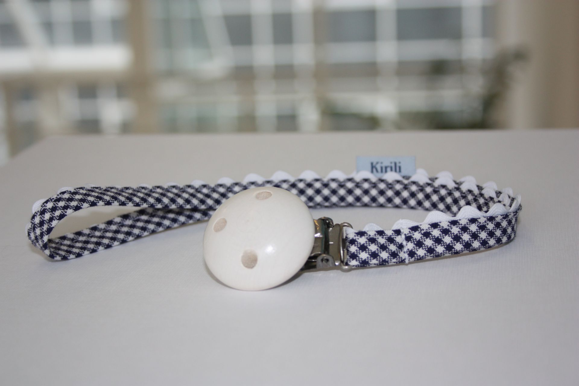 Schnullerkette Vichy Karo Dunkelblau